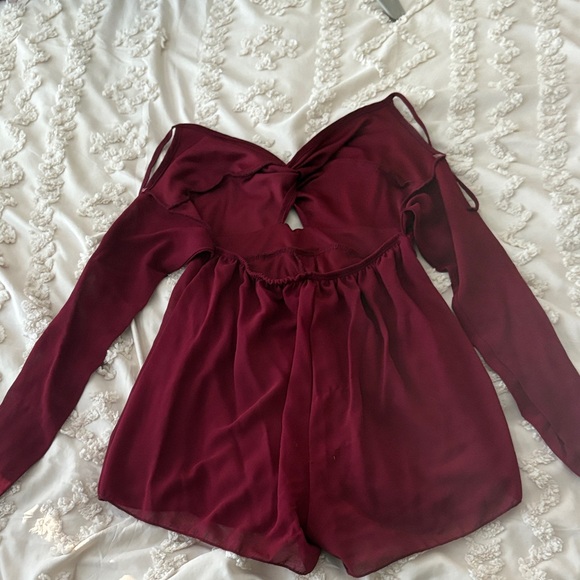 Burgundy Romper - Picture 2 of 4